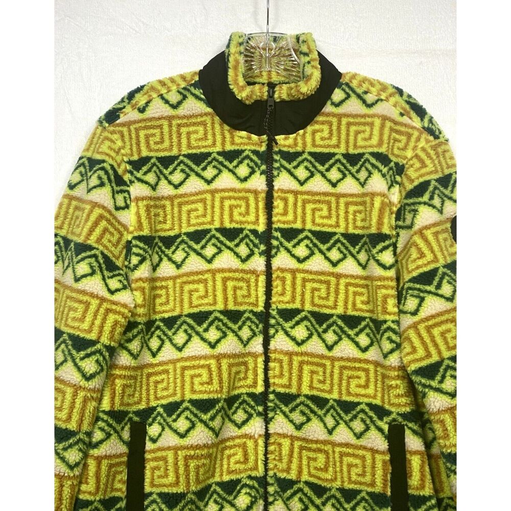 American Eagle Medium Jacket Sherpa Fleece Southwest Print Green Yellow Unisex - Picture 7 of 11